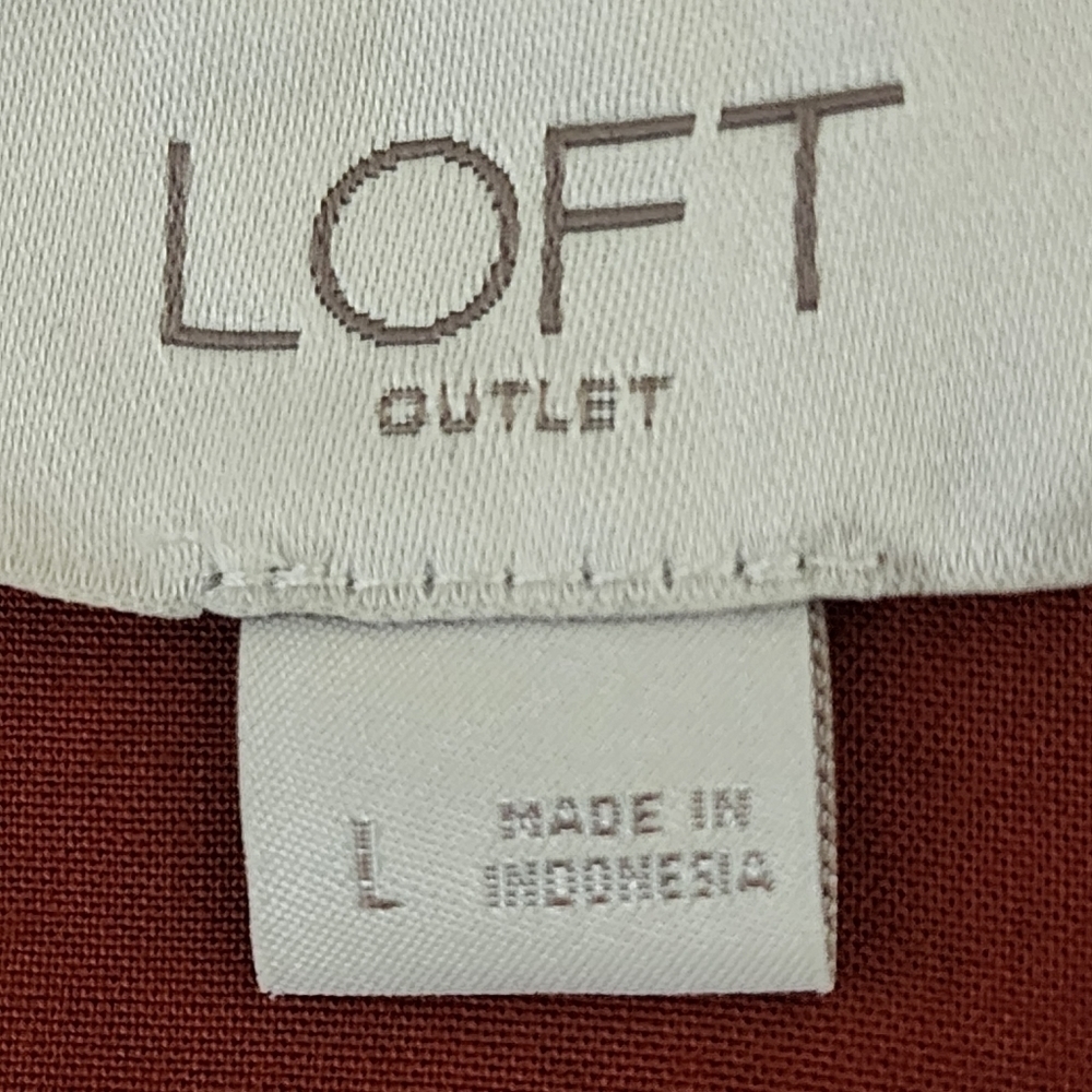 Loft Maroon Ruffle Boho Fall Rayon Top Long Sleeve Size Large - Picture 11 of 12